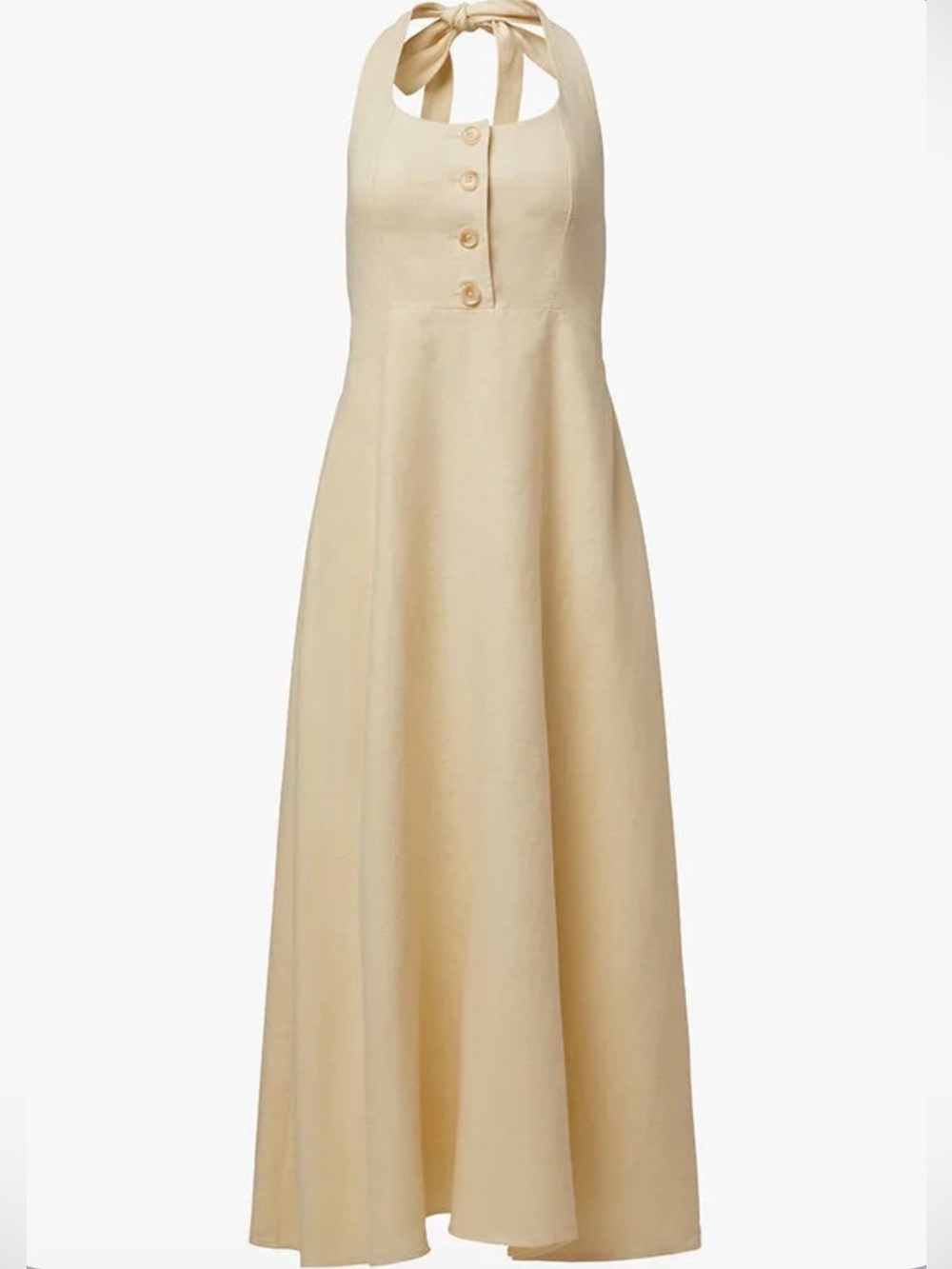WeWoreWhat Cream Halter Maxi Dress with Button Detail